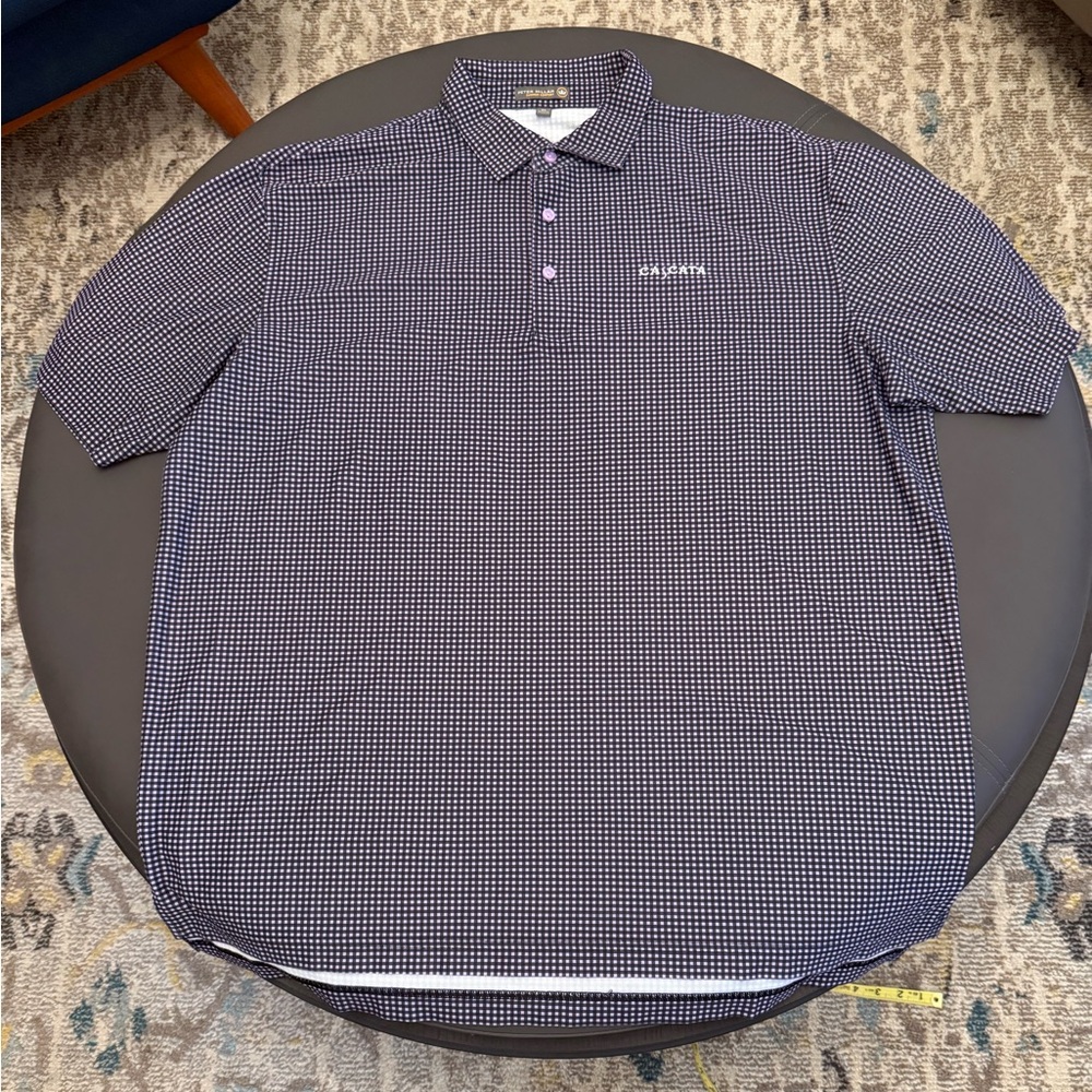 Peter Millar Shirt Men XL Purple Plaid Check Summer Comfort Golf Polo Sport Crow